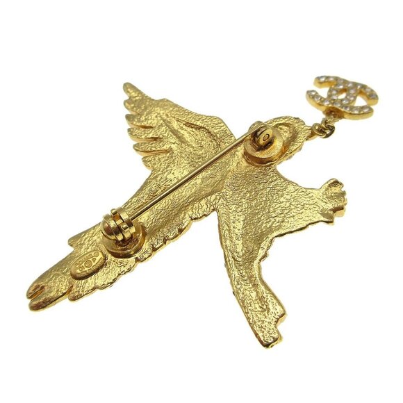 Chanel Eagle Rhinestone Brooch Pin Gold 01P 26920 - Picture 2 of 4